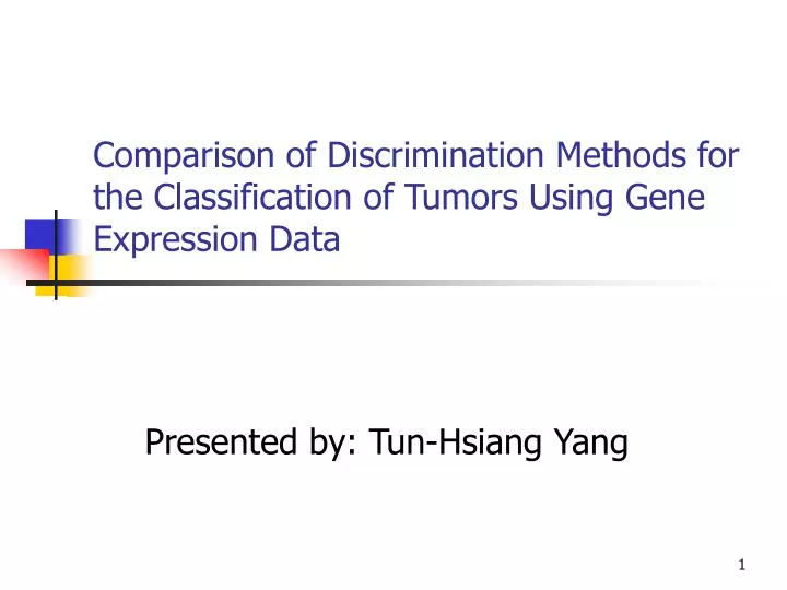 comparison of discrimination methods for the classification of tumors using gene expression data
