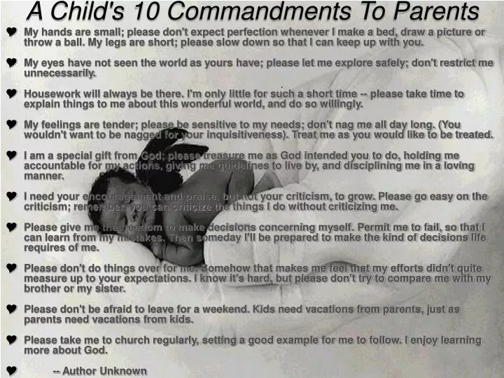 a child s 10 commandments to parents
