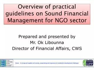 Overview of practical guidelines on Sound Financial Management for NGO sector