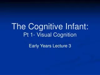 The Cognitive Infant: Pt 1- Visual Cognition
