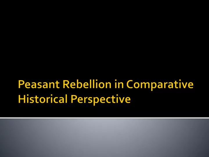 peasant rebellion in comparative historical perspective