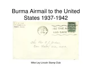 Burma Airmail to the United States 1937-1942