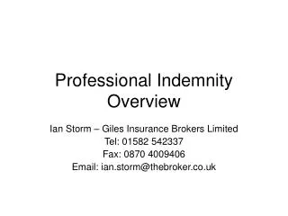 Professional Indemnity Overview