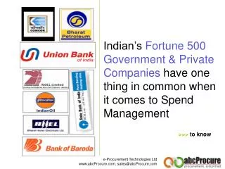 Indian’s Fortune 500 Government &amp; Private Companies have one thing in common when it comes to Spend Management