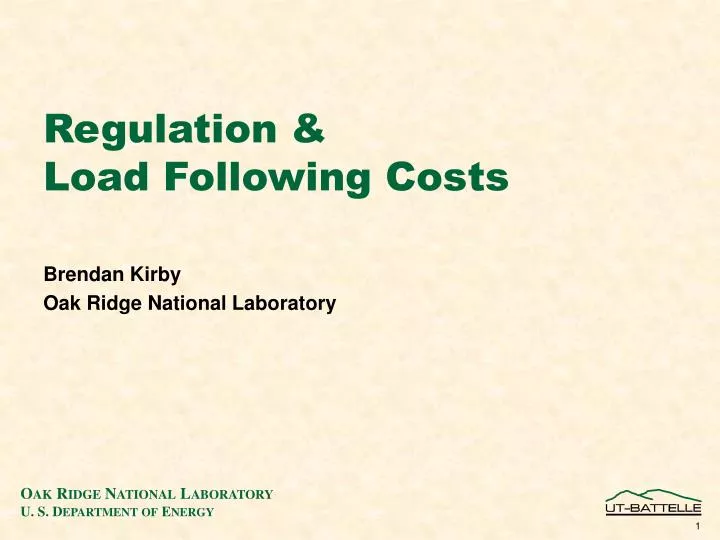 regulation load following costs
