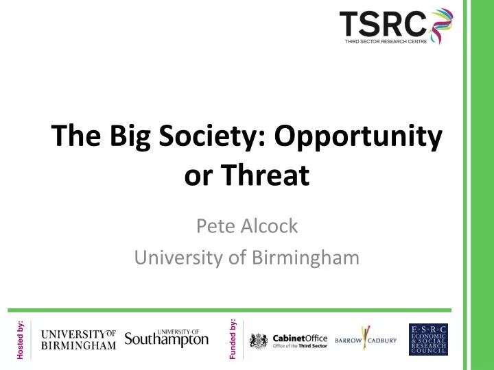 the big society opportunity or threat