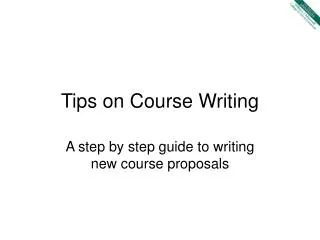 Tips on Course Writing