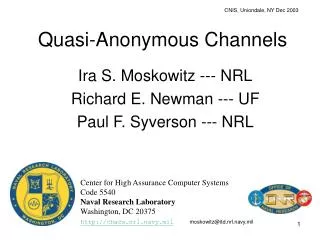 Quasi-Anonymous Channels