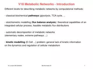 V18 Metabolic Networks - Introduction