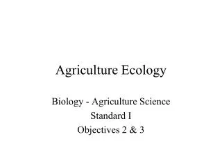 Agriculture Ecology