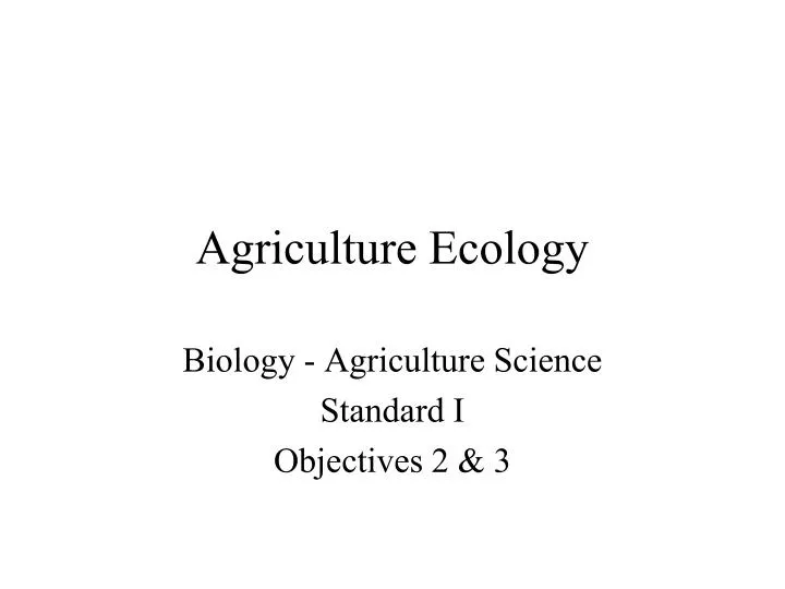 agriculture ecology