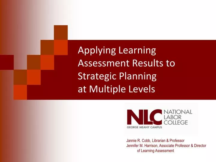 applying learning assessment results to strategic planning at multiple levels