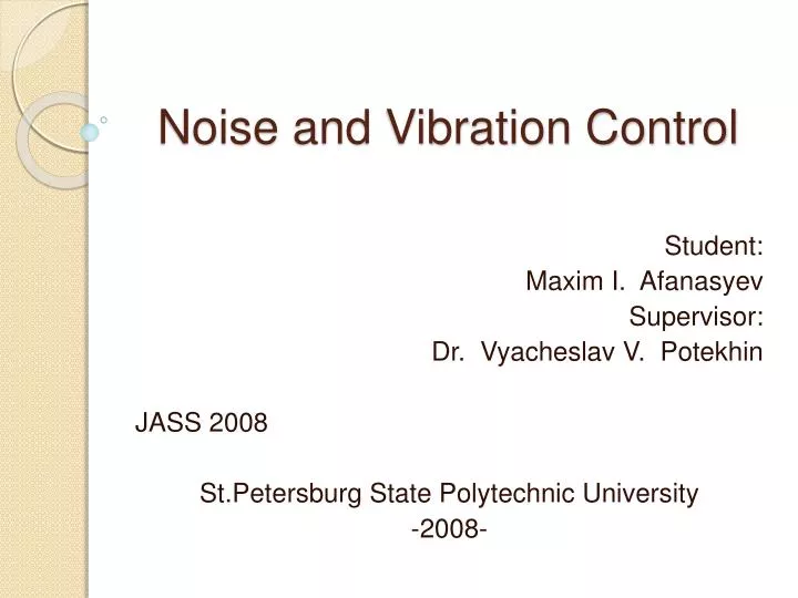 noise and vibration control
