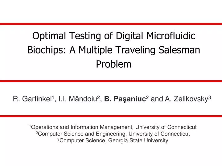 optimal testing of digital microfluidic biochips a multiple traveling salesman problem