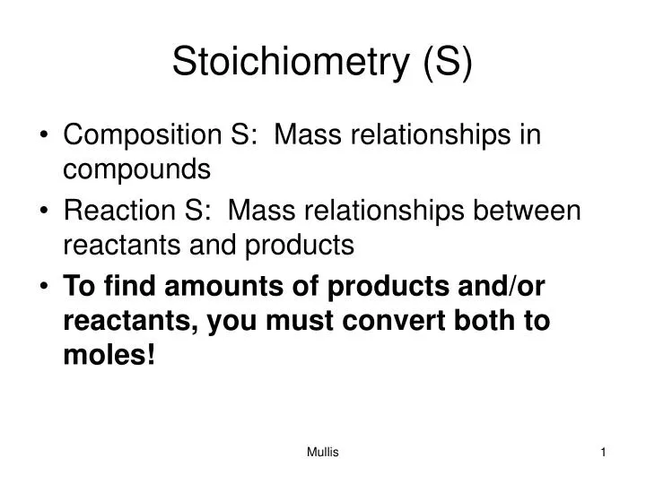 stoichiometry s
