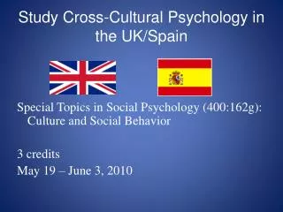 Study Cross-Cultural Psychology in the UK/Spain