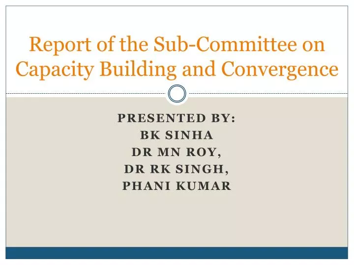 report of the sub committee on capacity building and convergence