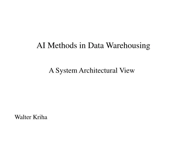 ai methods in data warehousing