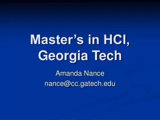 Master’s in HCI, Georgia Tech