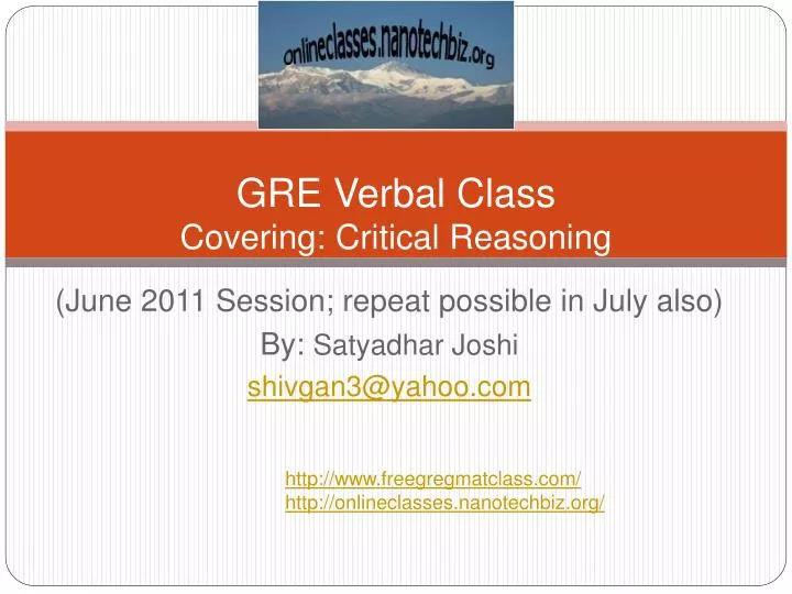 gre verbal class covering critical reasoning