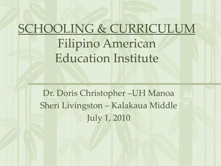 schooling curriculum filipino american education institute