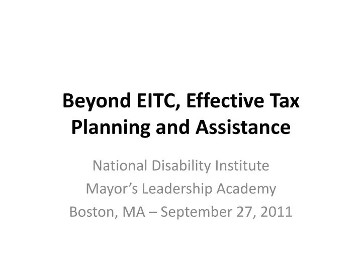beyond eitc effective tax planning and assistance