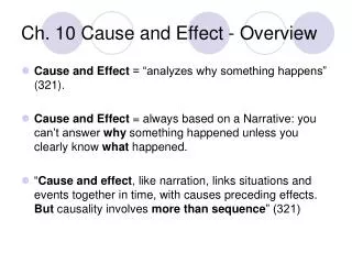 Ch. 10 Cause and Effect - Overview