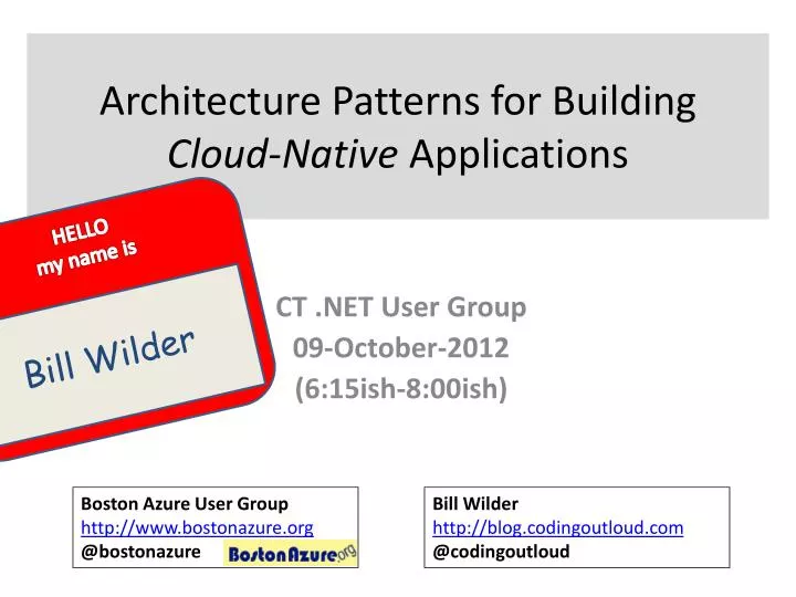 architecture patterns for building cloud native applications