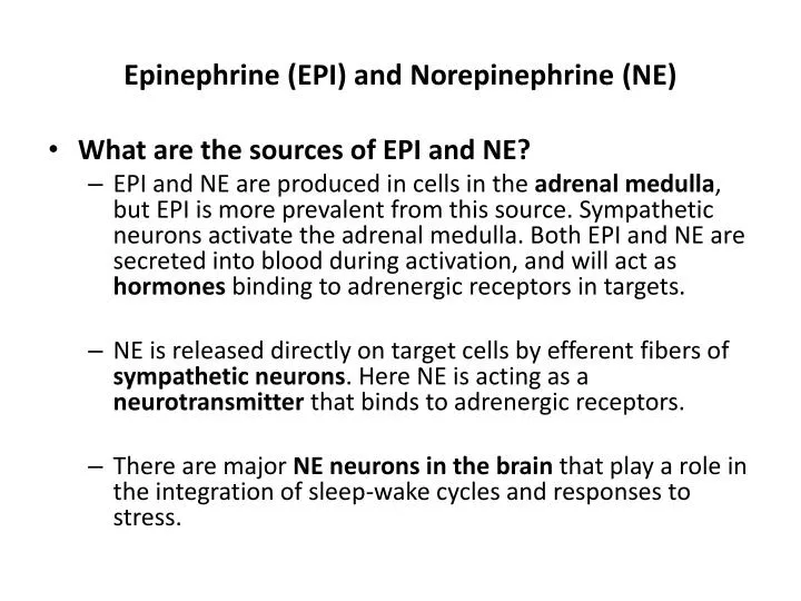 epinephrine epi and norepinephrine ne