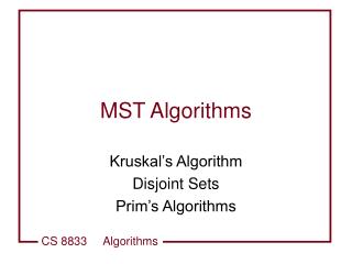 MST Algorithms