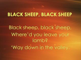 BLACK SHEEP, BLACK SHEEP