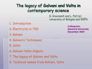 The legacy of Galvani and Volta in contemporary science