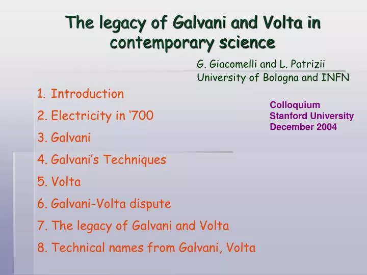 the legacy of galvani and volta in contemporary science