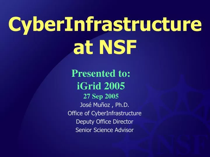 cyberinfrastructure at nsf