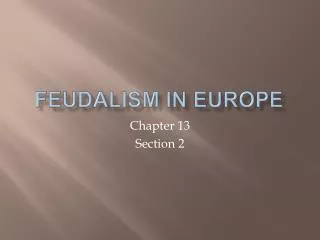 Feudalism in Europe