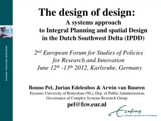 The design of design: A systems approach to Integral Planning and spatial Design in the Dutch Southwest Delta (IPDD)