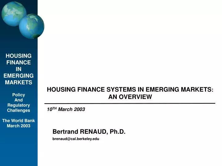 housing finance systems in emerging markets an overview