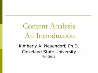 Content Analysis: An Introduction