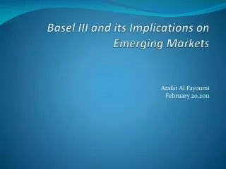 Basel III and its Implications on Emerging Markets
