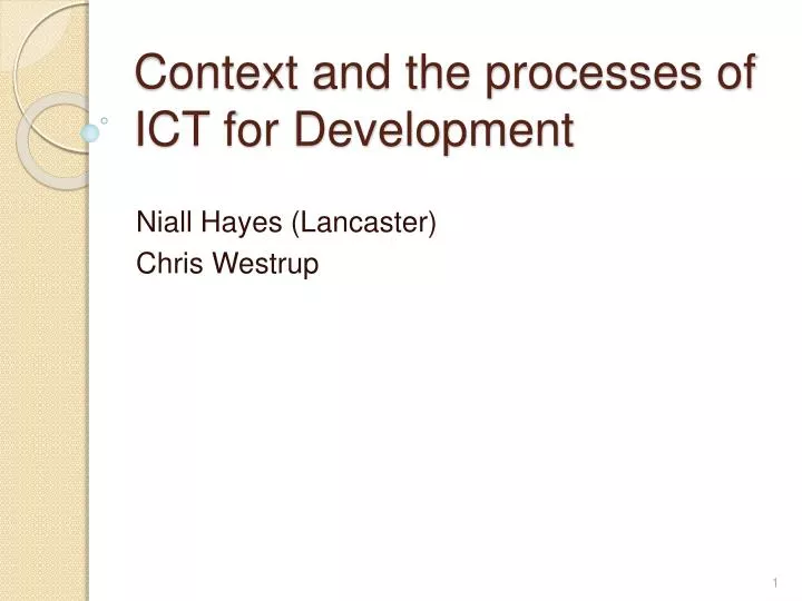 context and the processes of ict for development