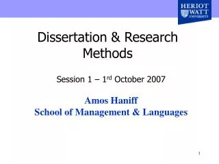Dissertation &amp; Research Methods