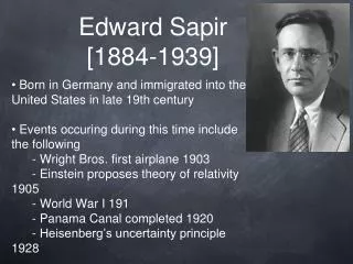 Edward Sapir [1884-1939]
