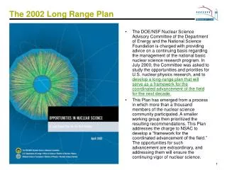 The 2002 Long Range Plan
