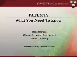 PATENTS What You Need To Know