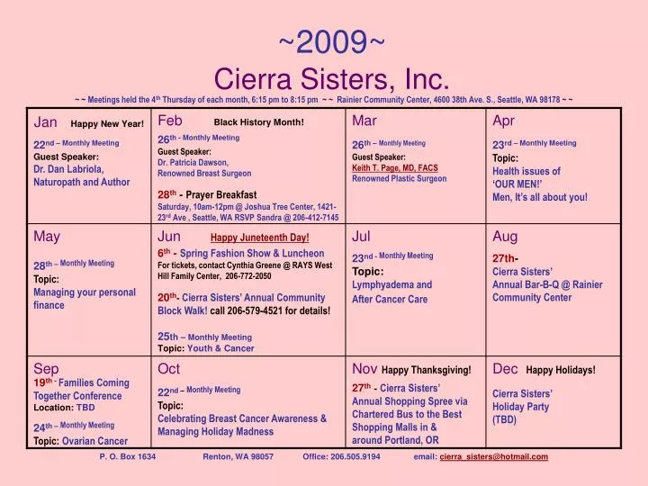 2009 cierra sisters inc