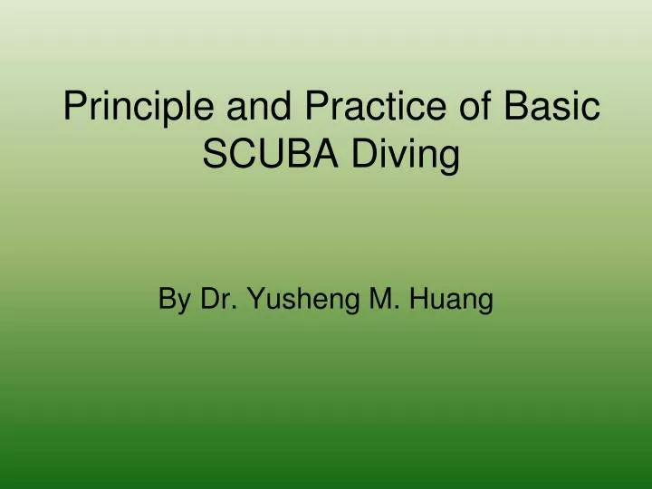 principle and practice of basic scuba diving