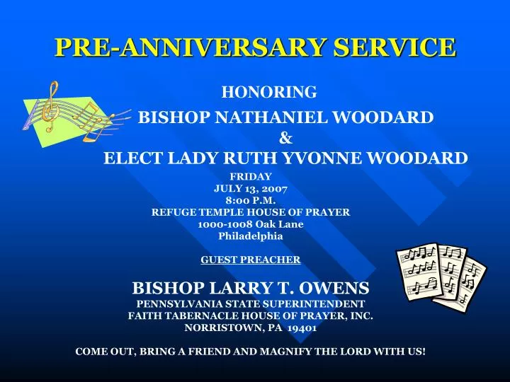 pre anniversary service