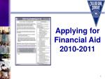 Applying for Financial Aid 2010-2011