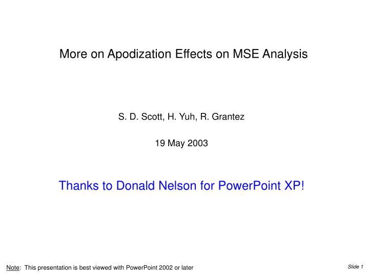 more on apodization effects on mse analysis