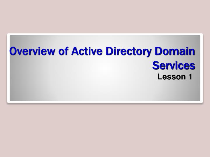 overview of active directory domain services